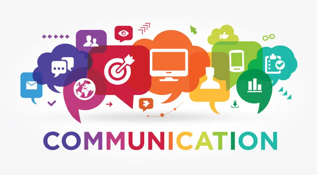 communication graphic in rainbow colours